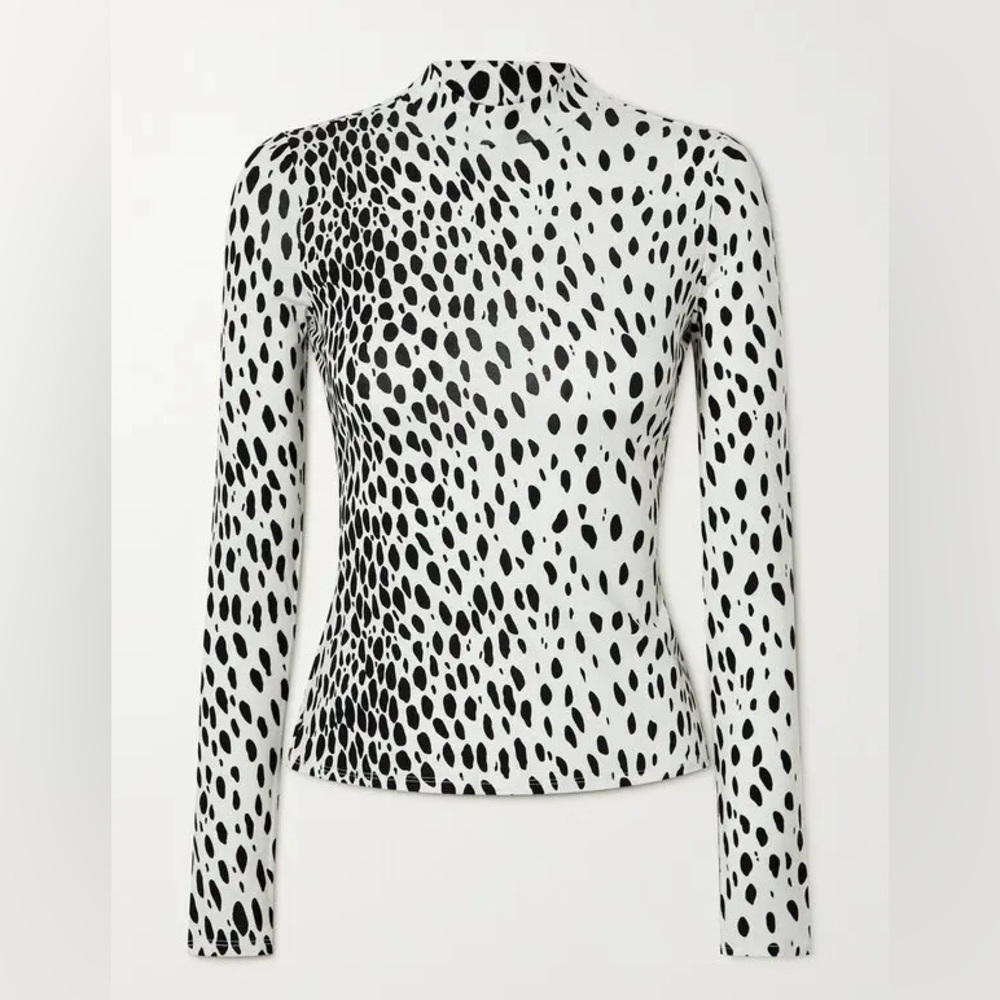 Reformation Black and White Speckled Mock Neck Top - Picture 2 of 10
